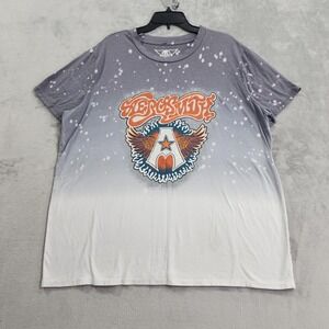 Aerosmith‎ Shirt Womens 1X Gray Graphic Band Tee Short Sleeve Casual Plus Size